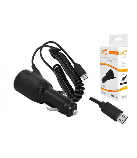 Ładowarka samochodowa wtyk Micro USB 3.1 A, przewód, kabel spiralny 1,5m LTC LXG270