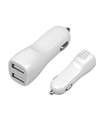 Ładowarka samochodowa dual USB 2.1A biała LTC LXG0200