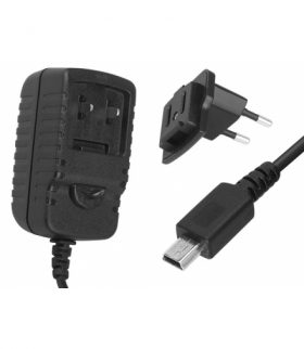 W Ładowarka sieciowa odpinane zasilanie, miniUSB 5V/0,8 A, czarna, HQ LAMEX LXG008