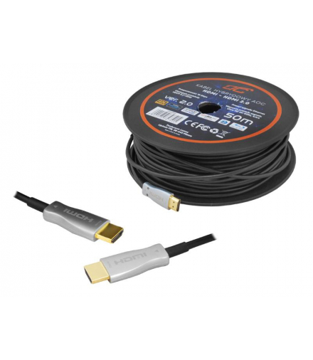 Kabel HDMI-HDMI OPTYCZNY 50m, 2.0V, 4K 60HZ, złote wtyki. LTC LXHD350