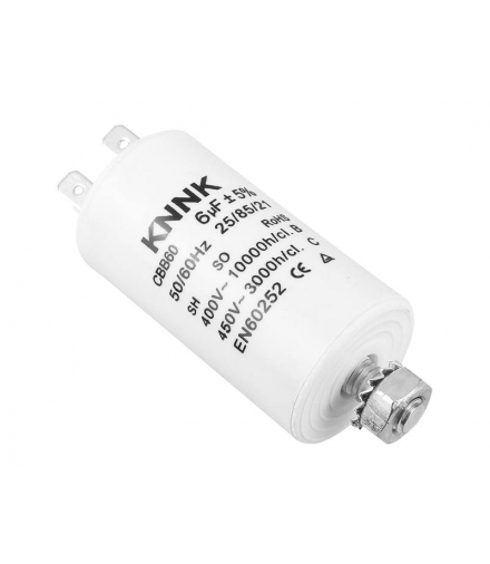 Kondensator silnikowy 6 uF / 450 VAC. LXKONN05
