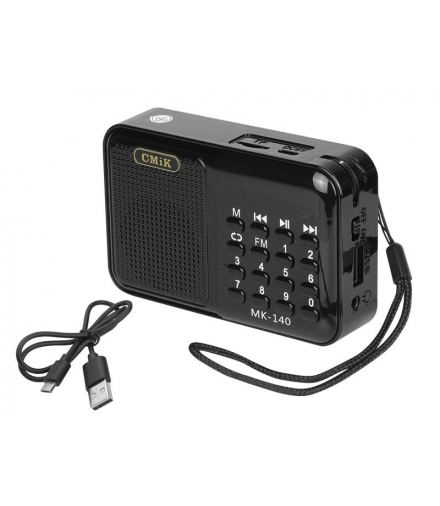 Radio prznośne MK-140 wyświetlacz,USB,MicroSD,AUX z baterią BL-5C i kablem Micro USB czarne LAMEX LXMK140C