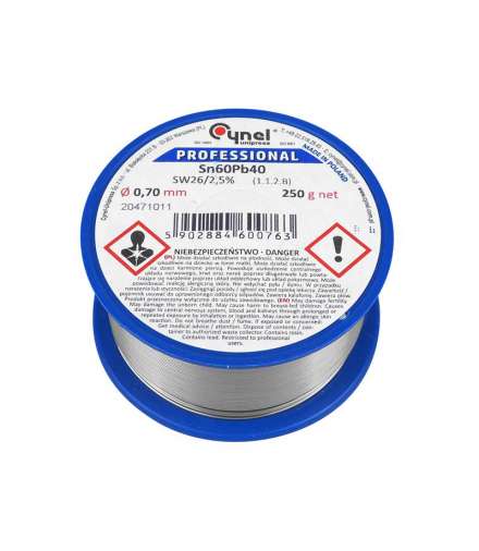 Cyna 0.70/250g/spoiwo Sn60Pb40. Cynel LX909.