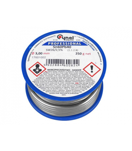Cyna 3.00/250g/spoiwo Sn60Pb40. Cynel LX937.