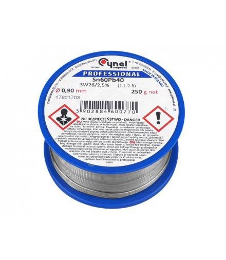 Cyna 0.90/250g/spoiwo Sn60Pb40. Cynel LX913