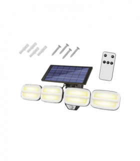 Lampa ścienna solarna regulowana z pilotem 8 LED 800lm z czujnikiem IP65 4800mAh LTC RTV0400067