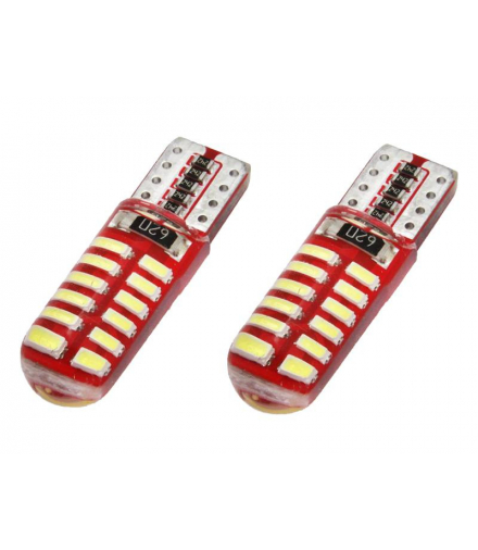 LED Amio Canbus 24 x SMD 3014, T10e (W5W), Silca White, 12 V, komplet 2 szt. LX01444