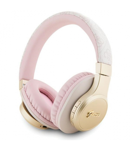 Słuchawki nauszne Bluetooth GUBH604GEMP różowe 4G PU Leather With Script Metal Logo TFO Guess GSM177658