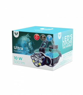 Latarka czołowa LED Ultra T6 2x 10W + XP-E 2x 3W 500lm 2x 18650 1200mAh Li-Ion Forever Light RTV0800004