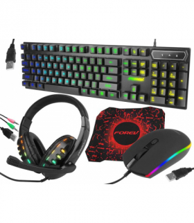 FOREV KLAWIATURA + MYSZ + SŁUCHAWKI ZESTAW PODŚWIETLANY FV-Q809 4w1. LXFVQ809