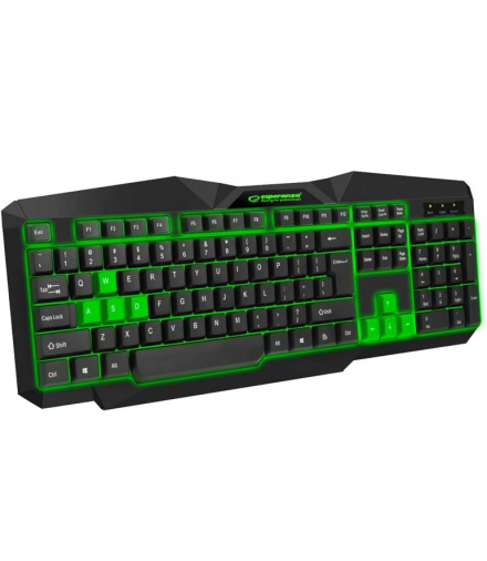 Esperanza klawiatura przewodowa gaming LED USB, Tirionos EGK201G, zielona. LXEGK201G