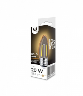 Żarówka LED Filament E27 C35 2W 230V 2200K 180lm COG złota Forever Light RTV0100002