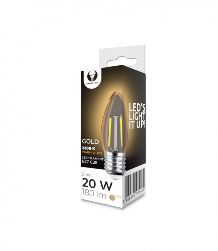 Żarówka LED Filament E27 C35 2W 230V 2200K 180lm COG złota Forever Light RTV0100002