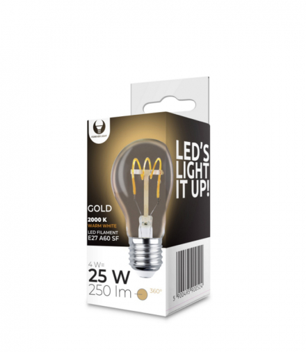 Żarówka LED Filament E27 A60 4W 230V 2000K 250lm SF złota Forever Light RTV0100007