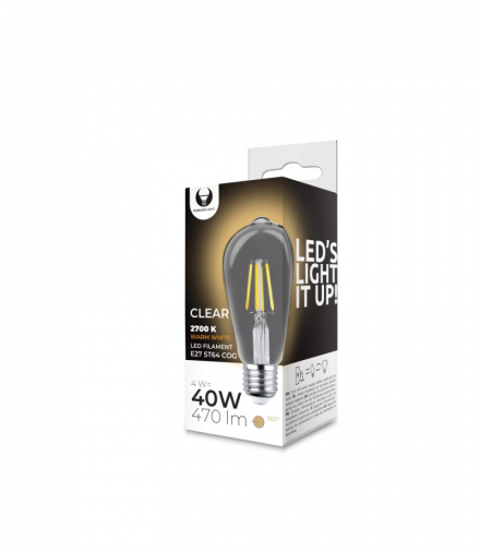 Żarówka LED Filament E27 ST64 4W 230V 2700K 470lm COG przezroczysta Forever Light RTV0100008