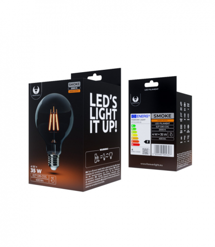 Żarówka LED Filament E27 G95 4W 230V 2000K 400lm COG dymiona Forever Light RTV0100016