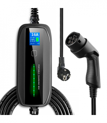 Extralink BS-PCD030 16A 3.6kW Schuko Przenośna ładowarka do samochodu elektrycznego 1 faza, 5,5m, wyświetlacz LCD, IP67 EXTRALINK EX.31865