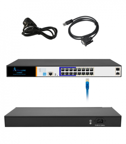 Extralink ARES Switch PoE 16x Gigabit PoE/PoE+, 2x SFP, 1x Port Konsolowy, 150W, Zarządzalny EXTRALINK EX.3807