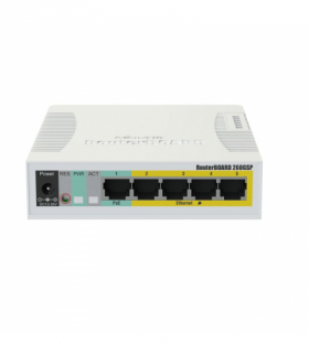 MikroTik RB260GSP Switch CSS106-1G-4P-1S, 5x RJ45 1000Mb/s, 1x SFP, 4x Passive PoE MIKROTIK CSS106-1G-4P-1S