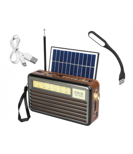 Radio przenośne RETRO z panelem solarnym MK-193BT Bluetooth,USB,TF,lampka LED USB z akumlatorem LXMK193BT
