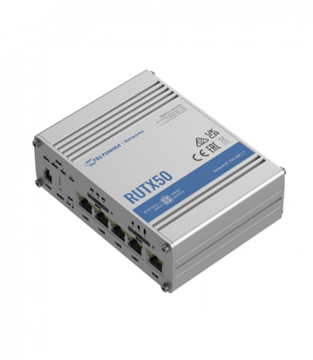 Teltonika RUTX50 Profesjonalny przemysłowy router 5G, Wi-Fi 5, Dual SIM, 5x RJ45 1000Mb/s
