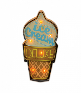 Znak Metalowy RETRO LED Ice Cream Lód rożek Forever Light RTV100461