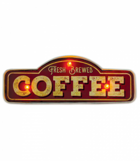 Znak Metalowy RETRO LED Fresh Brewed Coffee Forever Light RTV100462
