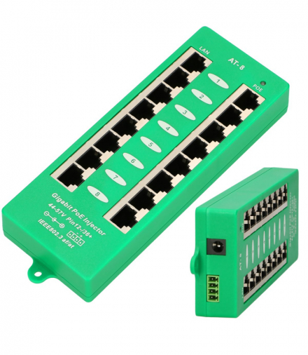 Extralink 8 Portowy Gigabit PoE Injector Aktywny, 8 portów Gigabit 802.3at/af, Mode A EXTRALINK EX.12561