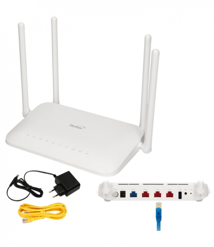 Fiberhome SR1041K Router Mesh, VPN, VLAN, WiFI6, AX1500, Dual Band, 4x RJ45 1000Mb/s, 1x USB FIBERHOME AP-SR1041K-AX1500