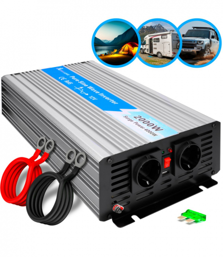 Extralink OPIP-2000W Przetwornica napięcia samochodowa 12V, 2000W czysty sinus EXTRALINK EX.31193