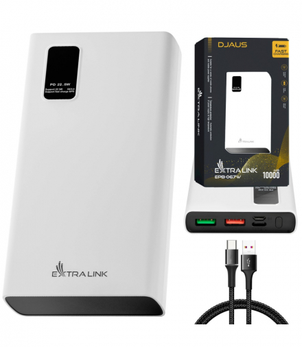 Extralink EPB-067W 10000mAh Biały Powerbank Power bank, Fast Charging, USB-C EXTRALINK EX.19492