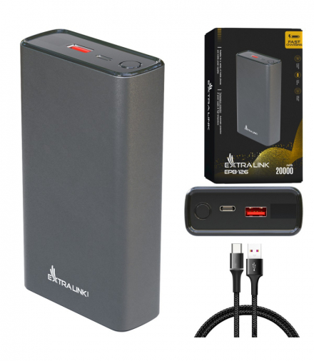 Extralink EPB-126 20000mAh Srebrny Powerbank Power bank, 45W PD, USB-C EXTRALINK EX.19539