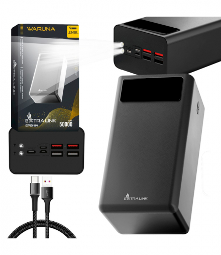 Extralink EPB-114 50000 mAh Czarny Powerbank Power bank, USB-C EXTRALINK EX.19591