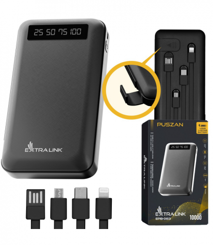 Extralink EPB-083 10000mAh Czarny Powerbank Power bank, USB-C EXTRALINK EX.19607