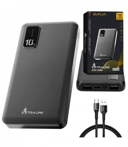 Extralink EPB-098B 10000mAh Czarny Powerbank Power bank, USB-C EXTRALINK EX.19621
