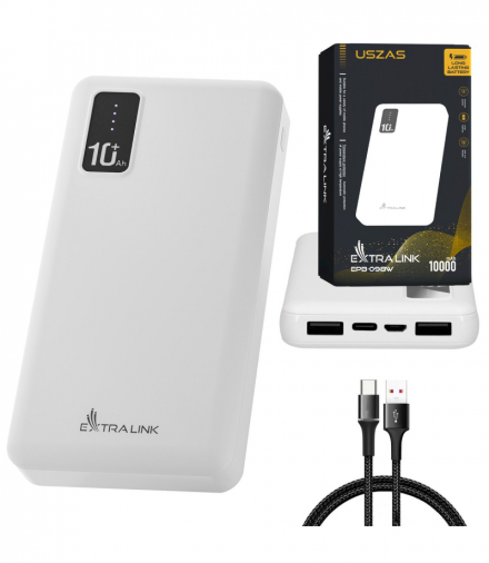 Extralink EPB-098W 10000mAh Biały Powerbank Power bank, USB-C EXTRALINK EX.19638