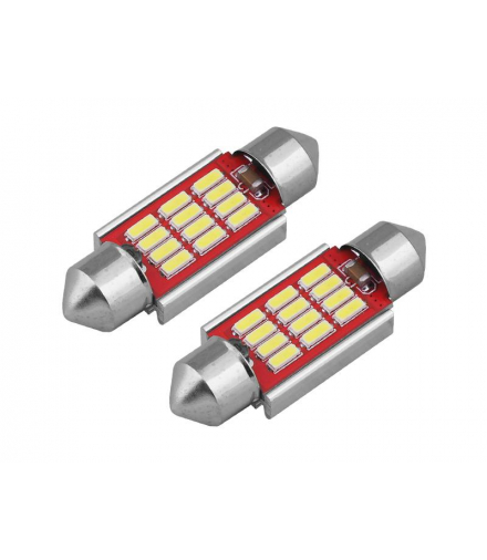 LED AMIO CANBUS 12SMD 4014 Festoon 36mm White 12V/24V, komplet 2szt LX01289