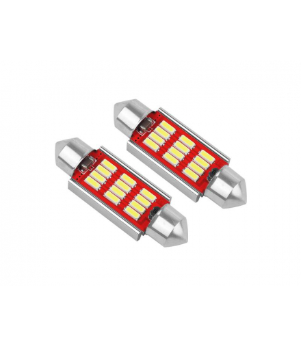LED Amio CANBUS, 12 x SMD 4014, Festoon, 39 mm, White, 12/24 V, komplet 2szt. LX01290
