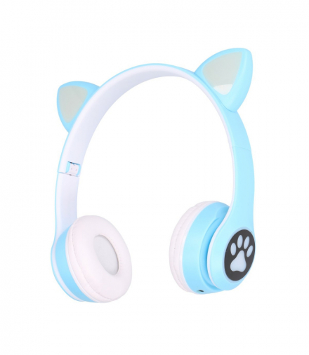 Extralink Kids Cat-Ear Wireless Headphones Niebieskie Słuchawki bezprzewodowe dla dzieci, kocie uszy, Bluetooth 5.0, Oświetlenie RGB EXTRALINK EX.39052