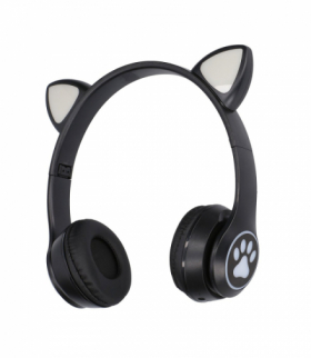 Extralink Kids Cat-Ear Wireless Headphones Czarne Słuchawki bezprzewodowe dla dzieci, kocie uszy, Bluetooth 5.0, Oświetlenie RGB EXTRALINK EX.39045