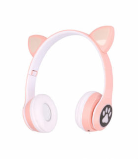 Extralink Kids Cat-Ear Wireless Headphones Różowe Słuchawki bezprzewodowe dla dzieci, kocie uszy, Bluetooth 5.0, Oświetlenie RGB EXTRALINK EX.39038