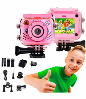 Extralink Kids Camera H18 Różowa Kamera 1080P 30fps, IP68, wyświetlacz 2.0 XINJIA EXTRALINK H18 PINK ACTION