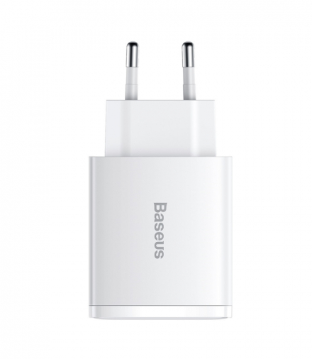Baseus ładowarka sieciowa Compact PD 30W 1x USB-C 2x USB biała Baseus
