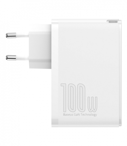 Baseus ładowarka sieciowa GaN2 Pro PD 100W 2x USB-C 2x USB biała Baseus