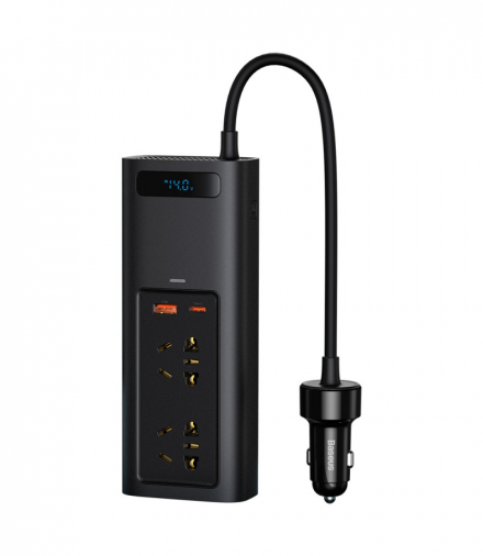 Baseus ładowarka samochodowa 150W czarna z przetwornicą 220V BRA012112