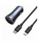 Baseus ładowarka samochodowa Golden Contactor Pro 1x USB 1x USB-C QC 40W czarny + kabel Lightning - USB-C BRA012939
