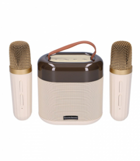 Extralink Kids Karaoke LED Speaker 2x Mic Biały Zestaw do Karaoke głośnik, 2 mikrofony, Bluetooth, AUX, slot na karty pamięci, oświetlenie RGB EXTRALINK EX.39069