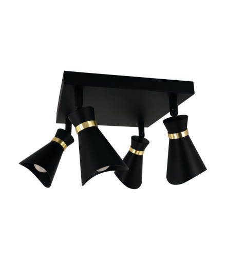 Oprawa ścienno-sufitowa LORETA SPT E14 4D BLACK/GOLDEN czarny/złoty Struhm 04322