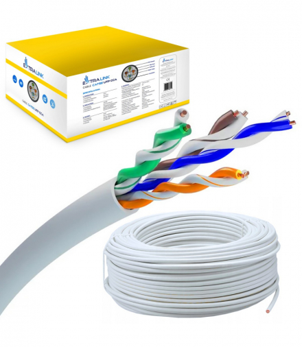 Extralink CAT5E UTP (U/UTP) CCA Wewnętrzny Kabel sieciowy skrętka 305m EXTRALINK EX.31421