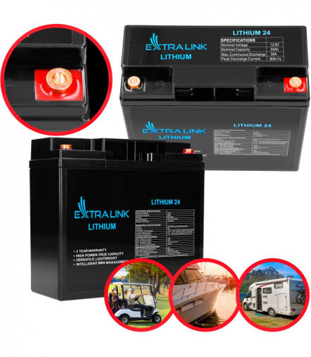 Extralink LiFePO4 24AH Akumulator 12.8V, BMS EXTRALINK EX.30424